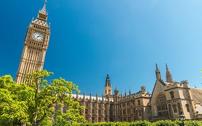 London, UK. Houses of Parliament on a beautiful summer day