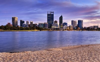 PERTH cbd river sand sunrise